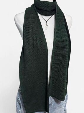 Codice Merino Wool Blend Scarf from Italy, black & green knit